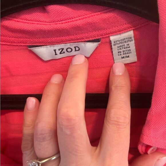 Izod Pink Fitted Button Down Shirt Polo Collar - Picture 2 of 4